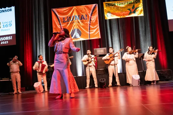 A performer sings at last year's Solidarity Celebration.